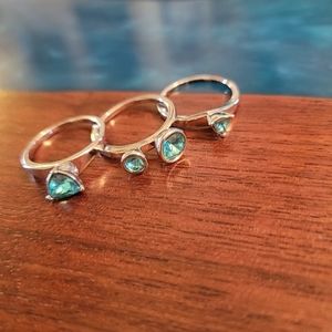 Ring Set, aqua stones, sz 7